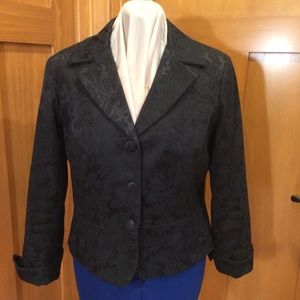 VTG GEORGE Lined Black Brocade Jacket  16